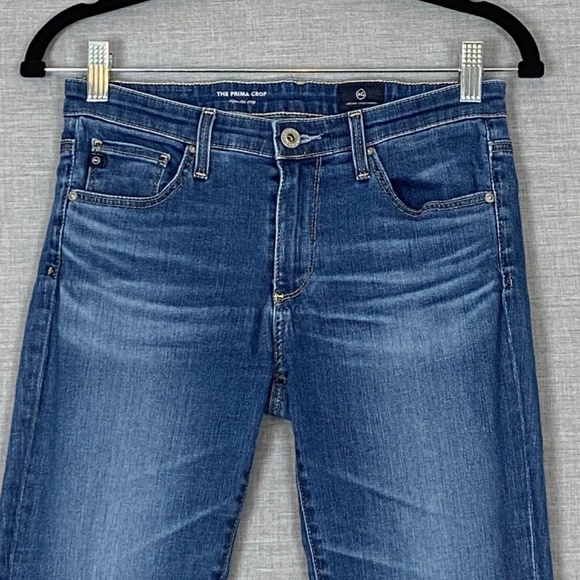 AG Adriano Goldschmeid Prima Crop Cigarette Jeans Womens 26R Raw Hem Medium Wash - Picture 2 of 15